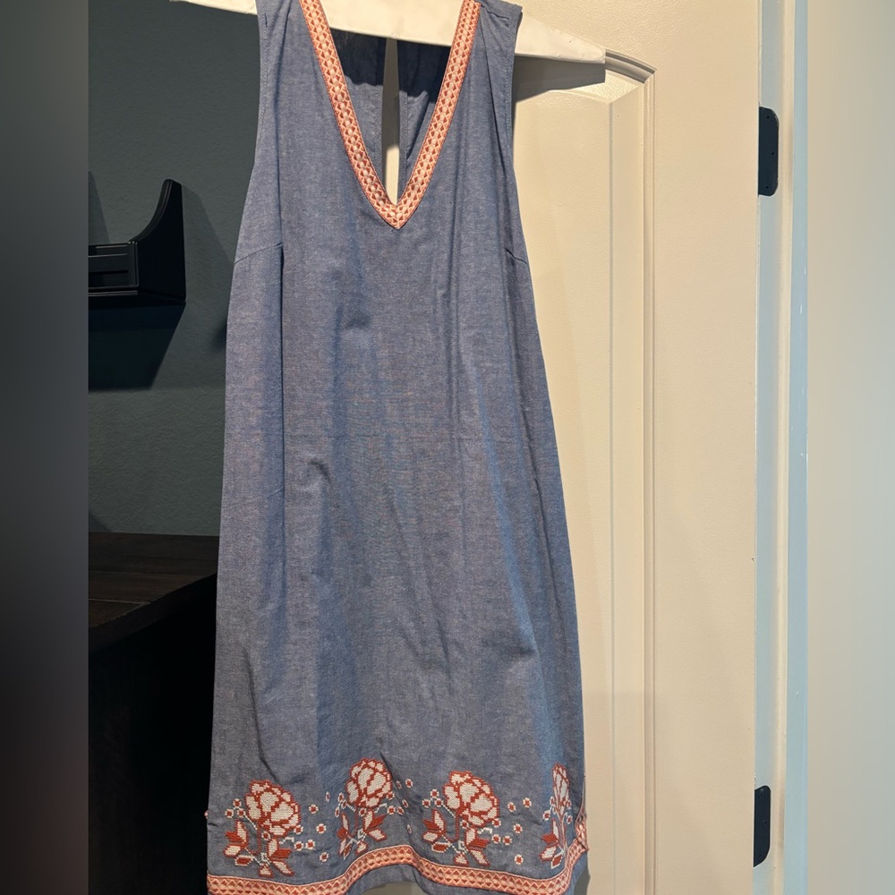 Jade Blue and Burnt Orange Embroidered Midi Dress#universityofTexas